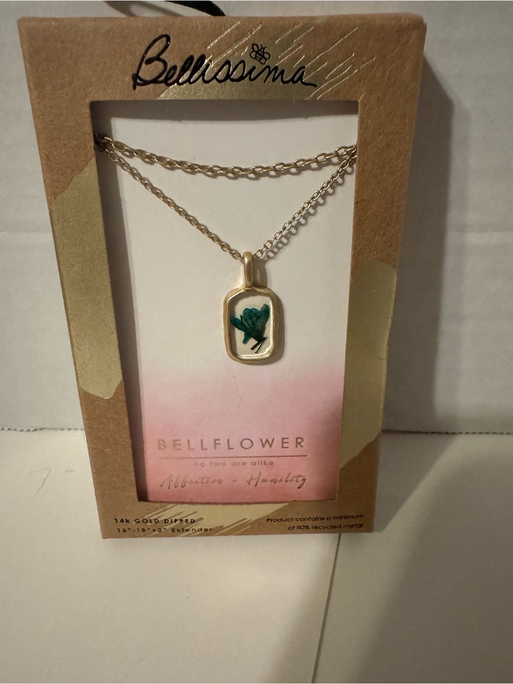 Bellissima Gold Pendant Necklace with Green Flower Charm
